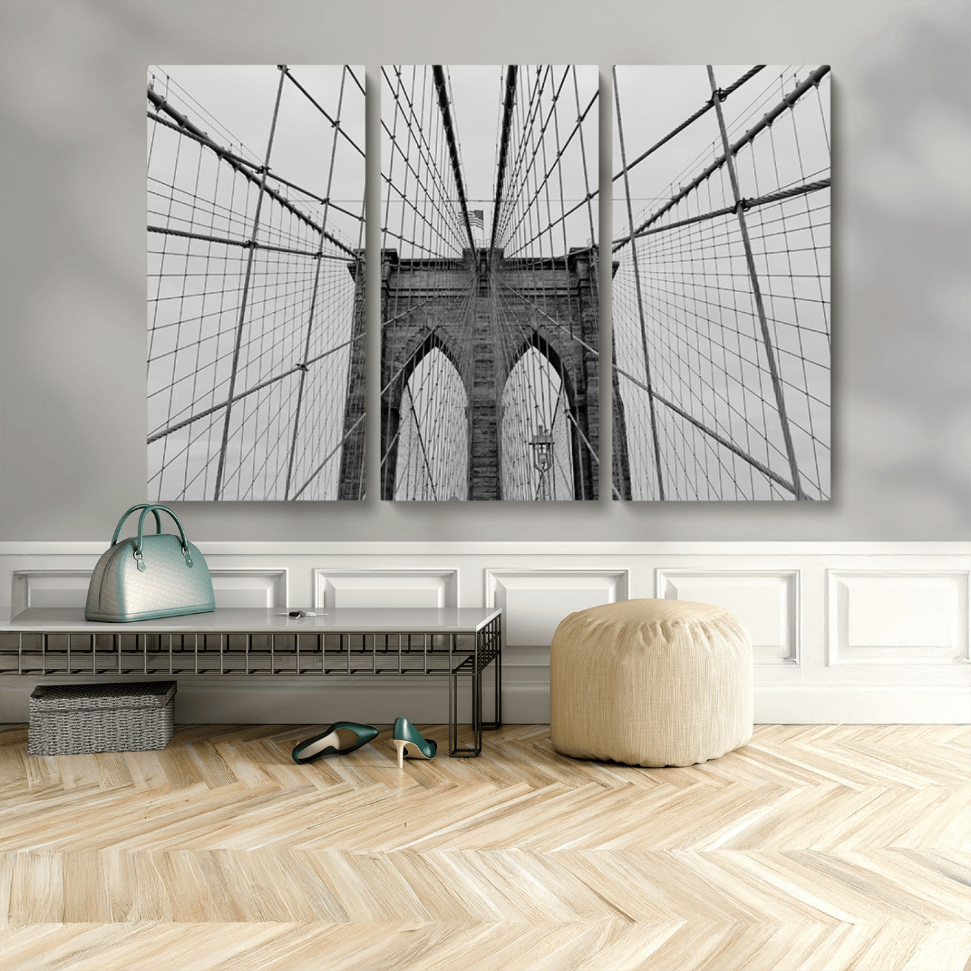 MGV-CV-48X32-3P - Large Brooklyn Bridge Wall Art Canvas Print