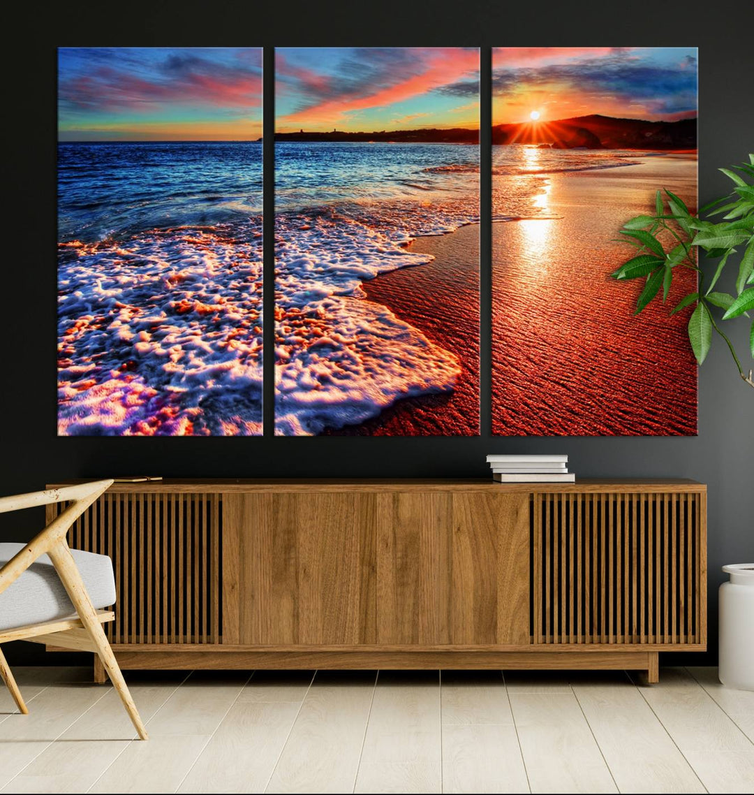 Hawaii Beach and Sunset Wall Art Canvas Print