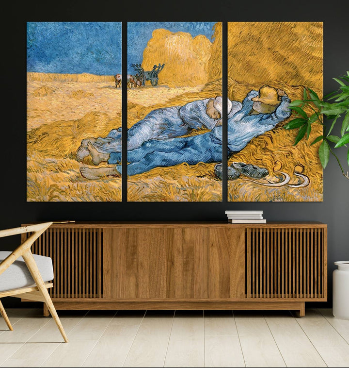 A Vincent Van Gogh Nature canvas print depicting resting farmers.