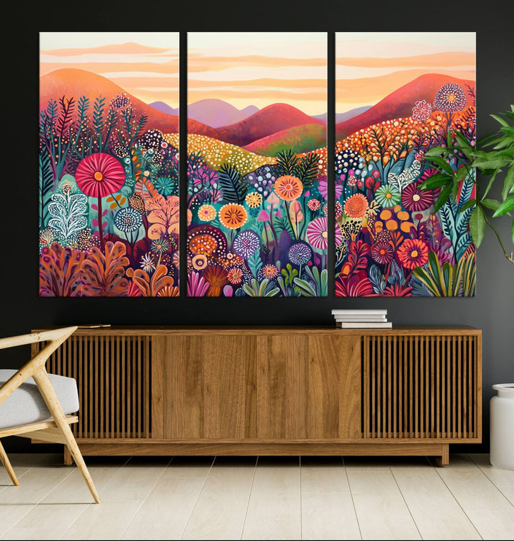 Yayoi Kusama 1986 Wall Art Print – Yayoi Kusama Wabi Sabi Japanese Wall Art Print - Vibrant Abstract Landscape Canvas