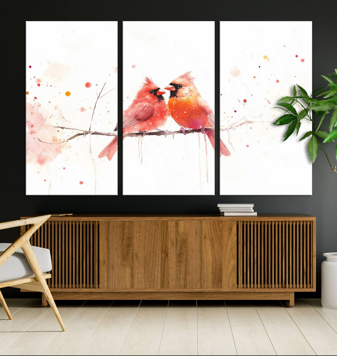 The Cardinal Bird Canvas Wall Art adds vibrant wildlife art to the wall.