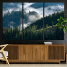 84598503-MGV-CV-36X24-Misty Forest Wall Art Canvas Print, Framed Pine Hills Art Picture Print, Moody Hills Perfect Moody Woodland Decor Artwork