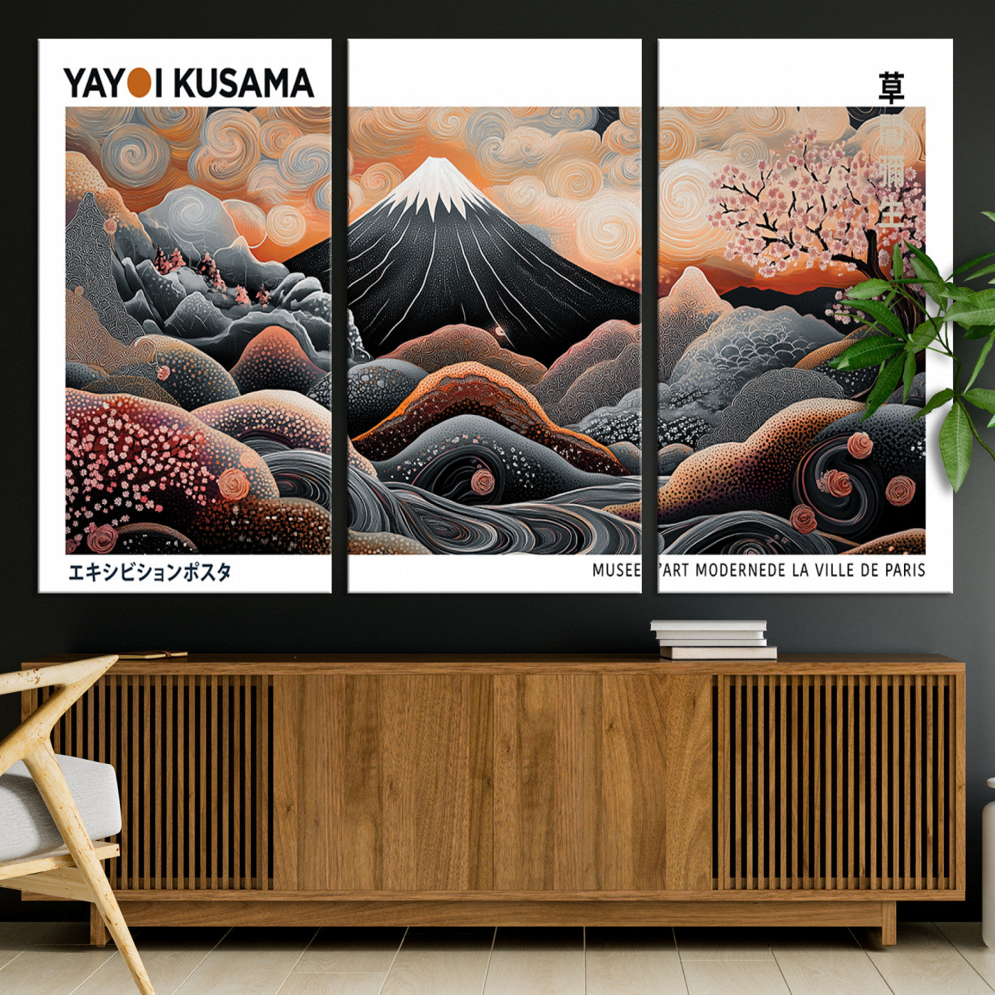 63125329-MGV-CV-36X24-Yayoi Kusama Wall Art Canvas Print, Framed Contemporary Dot Art Picture Print, Japanese Style Perfect Japanese Decor