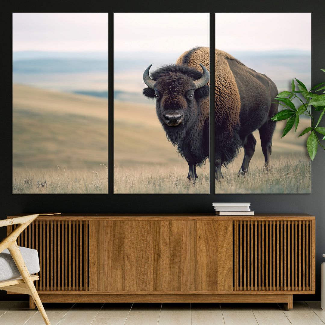 Bison Wall Art Wall Art Canvas Print, Buffalo Canvas Print Print, Framed American Bison Decor Art Print, Large Frontier Style Printing Perfect