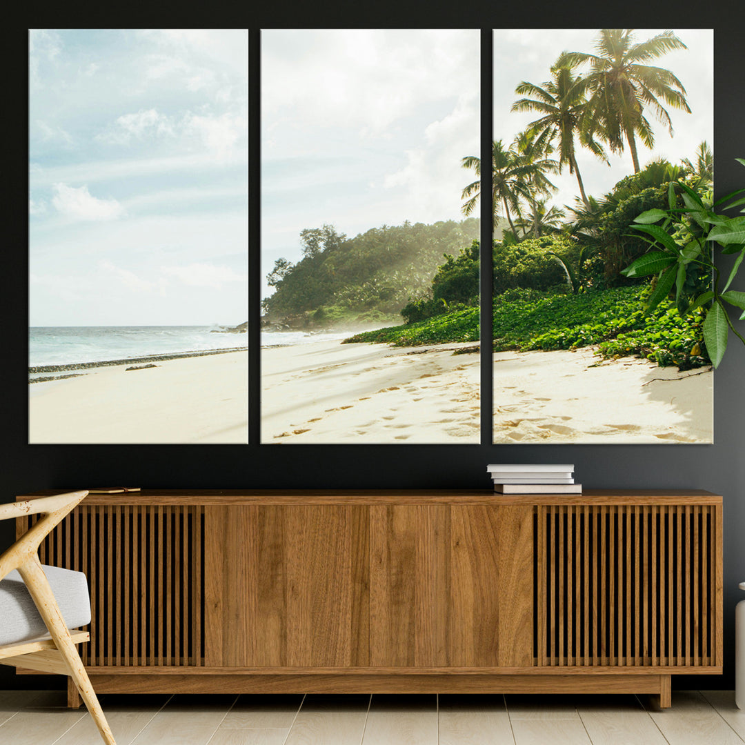 Relaxing Beach Wall Art Canvas Print, Framed Ocean View Art Picture Print, Coastal Serenity Perfect Tropical Coastal Decor Artwork