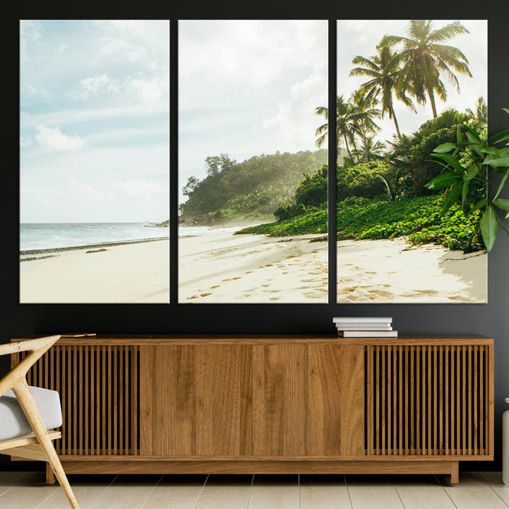 Relaxing Beach Wall Art Canvas Print, Framed Ocean View Art Picture Print, Coastal Serenity Perfect Tropical Coastal Decor Artwork