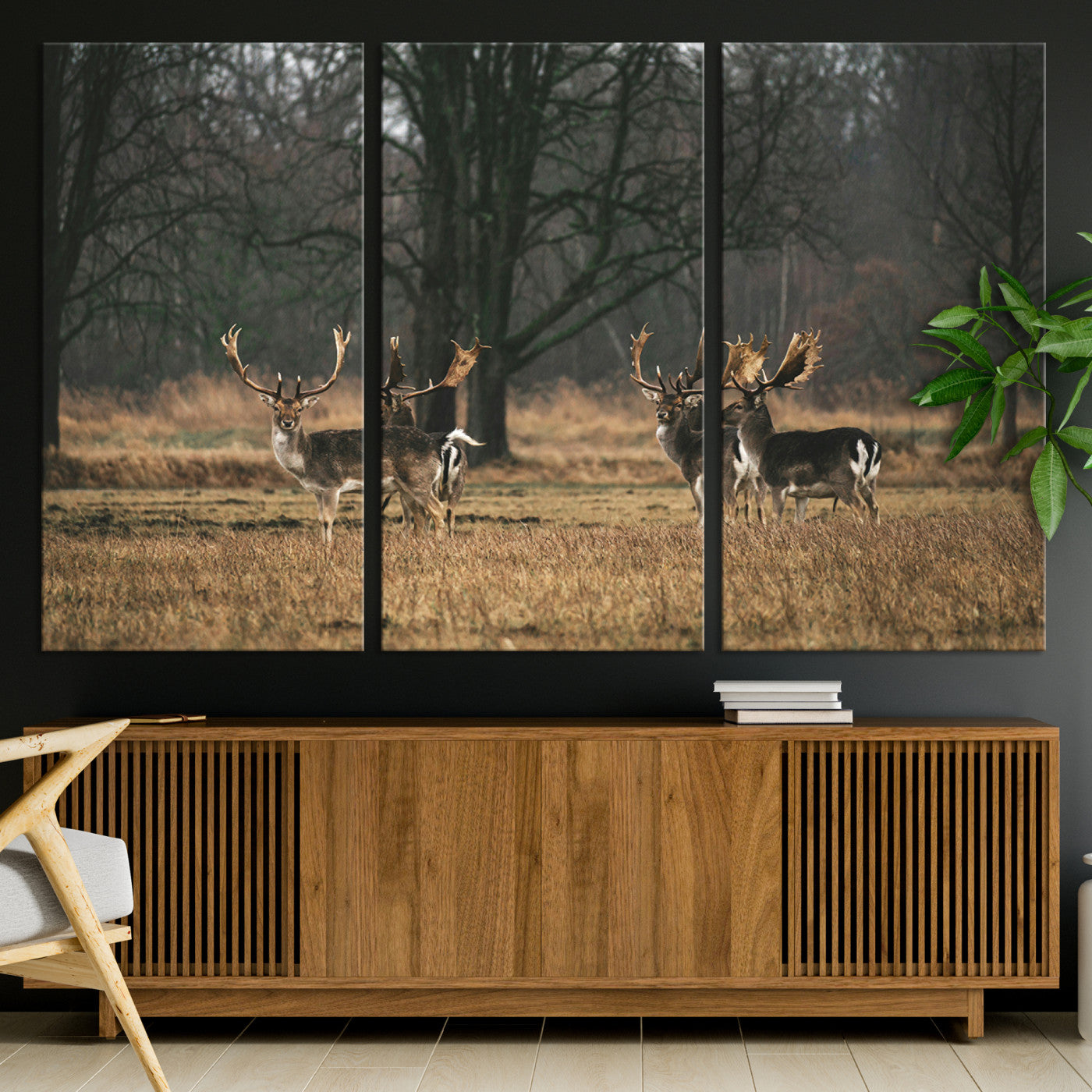 55348744-MGV-CV-36X24-Deer Photography Wall Art Canvas Print, Framed Rustic Wildlife Art Picture, Rustic Deer Wall Art Print