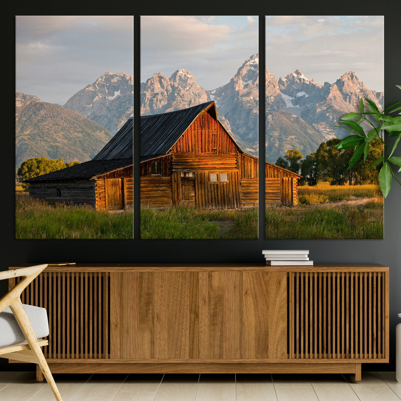 31771014-MGV-CV-36X24-Rustic Barn Wall Art Canvas Print, Framed Western Landscape Art Picture Print, Farmhouse Style Perfect Rustic Farmhouse Decor Artwork