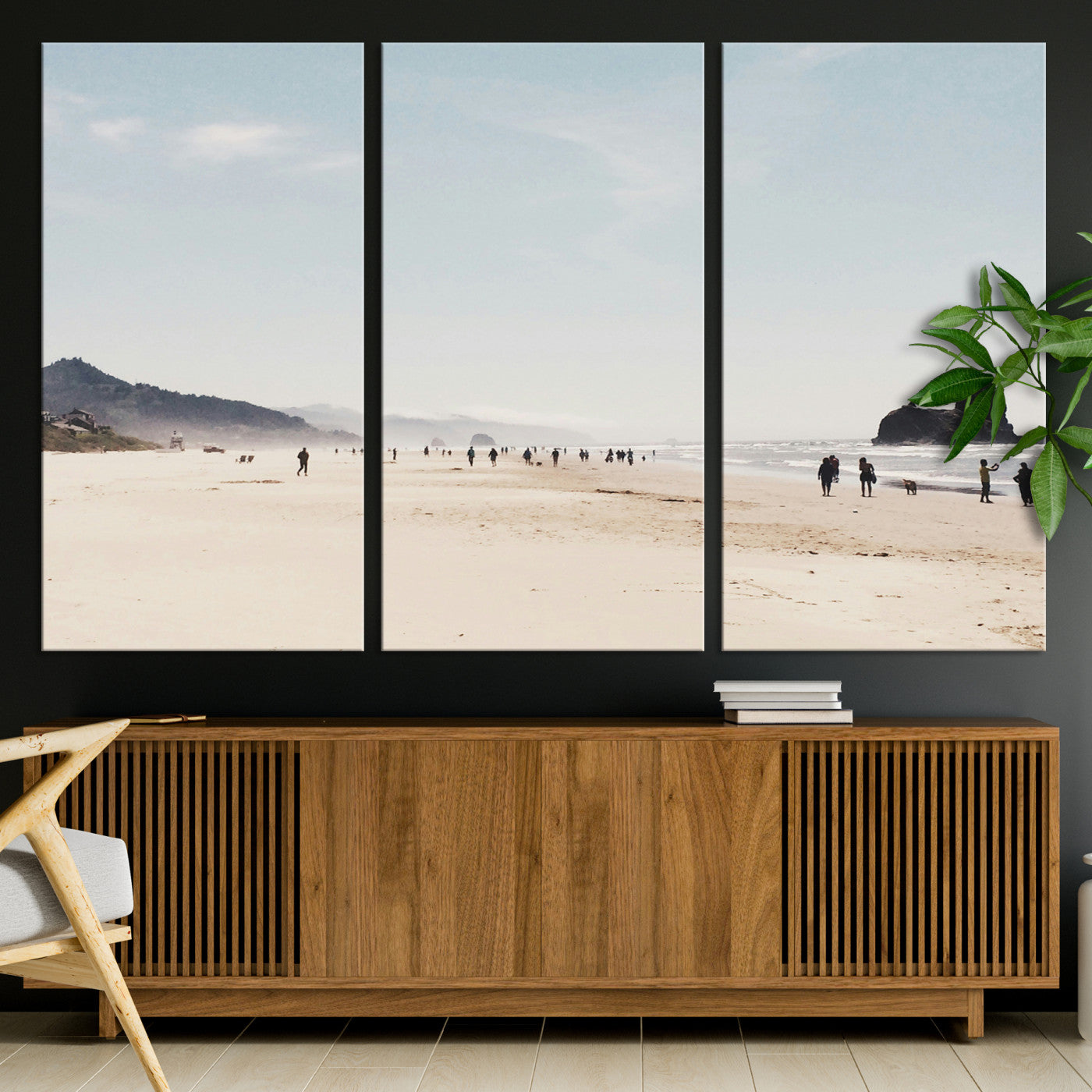 28307820-MGV-CV-36X24-Minimalist Beach Wall Art Canvas Print, Framed Coastal Serenity Art Picture Print, Soft Sand Perfect Coastal Decor Artwork