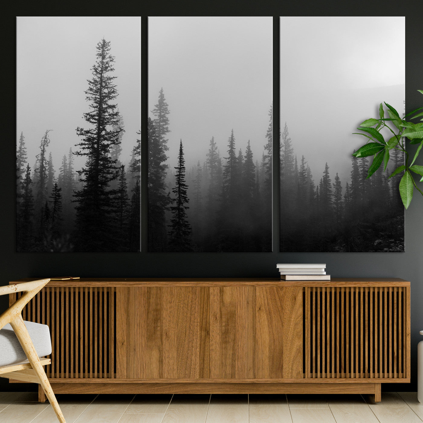 73138900-MGV-CV-36X24-Misty Pines Wall Art Canvas Print - Perfect Rustic Decor