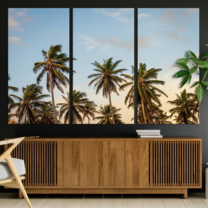 Palms Wall Art Canvas Print, Framed Tropical Art Picture Print, Coastal Perfect Coastal Decor Artwork