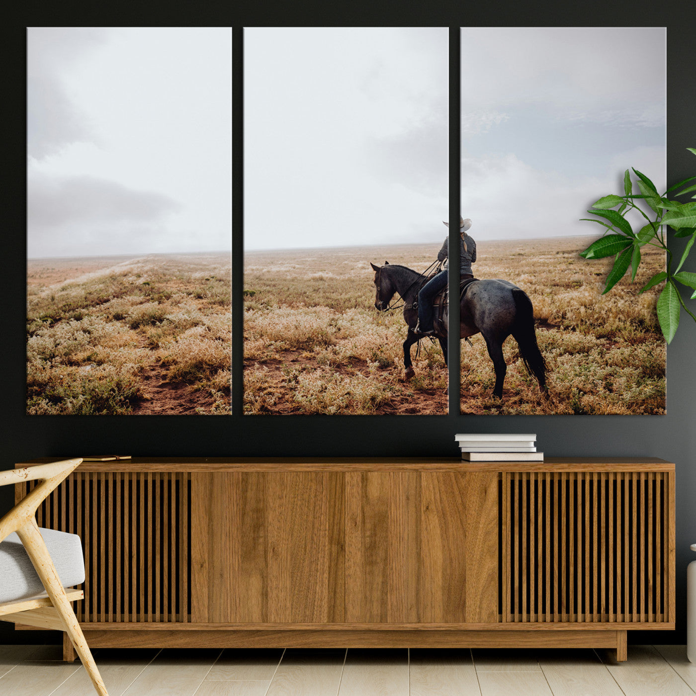 57597730-MGV-CV-36X24-Cowboy Wall Art Wall Art Canvas Print, Framed Western Canvas Art Picture Print, Rustic Ranch Scene Perfect Rustic Western Decor Artwork