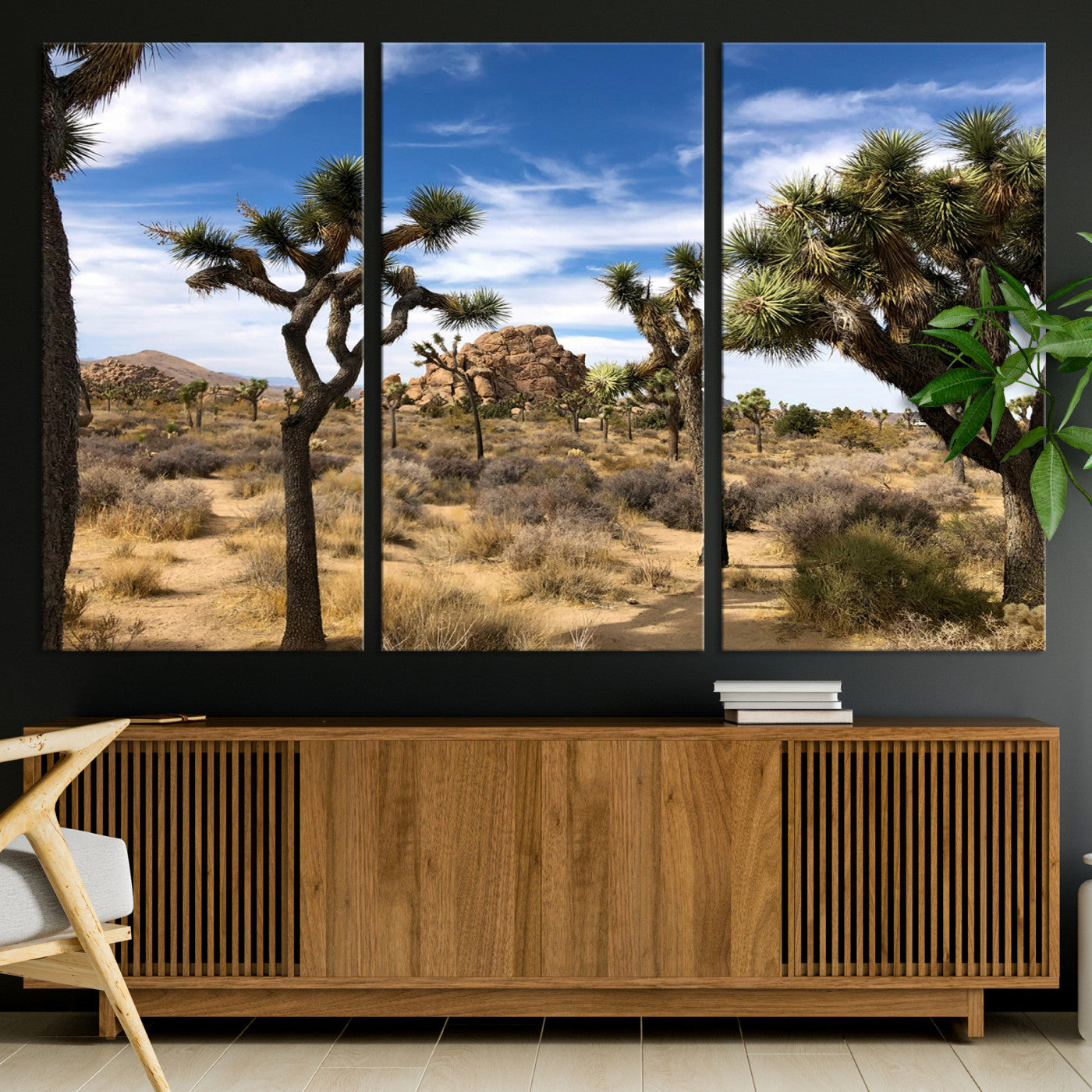 25722592-MGV-CV-36X24-Joshua Tree Desert Wall Art Canvas Print, Framed Southwestern Nature Art Picture Print, Rustic Earth Tones Perfect Southwestern Boho Decor