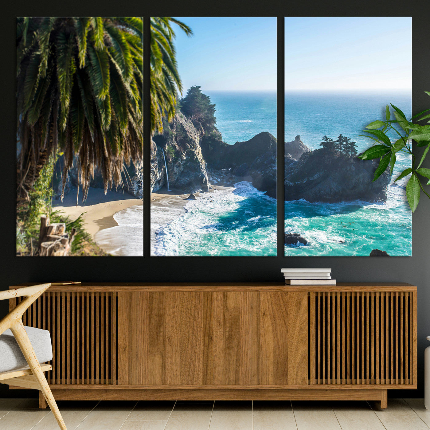 49714835-MGV-CV-36X24-Big Sur Photography Wall Art Canvas Print, Framed California Coastline Art Picture Print, Tropical Seascape Perfect Coastal Minimalist Decor