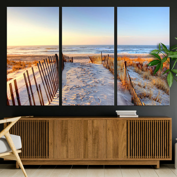 Ocean Sunset Wall Art Wall Art Canvas Print, Framed Nautical Photography Art Picture Print, Summer Beach House Decor Perfect Coastal