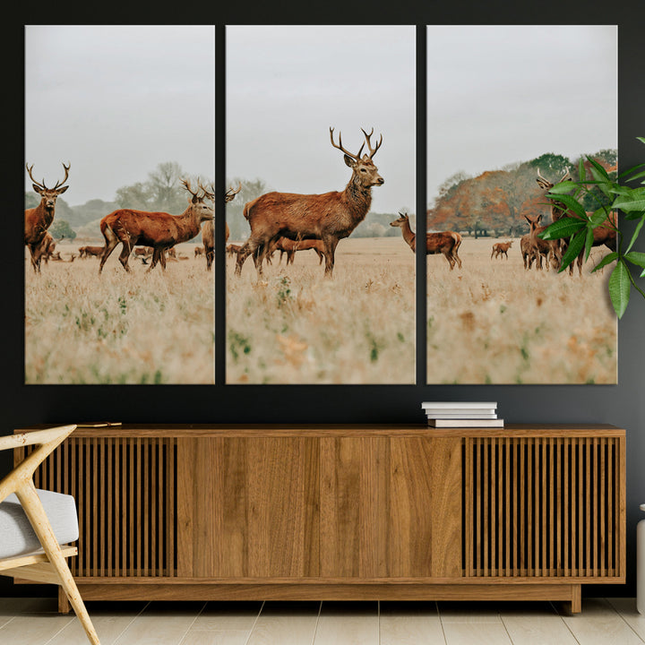 Rustic Deer Print Wall Art Canvas Print