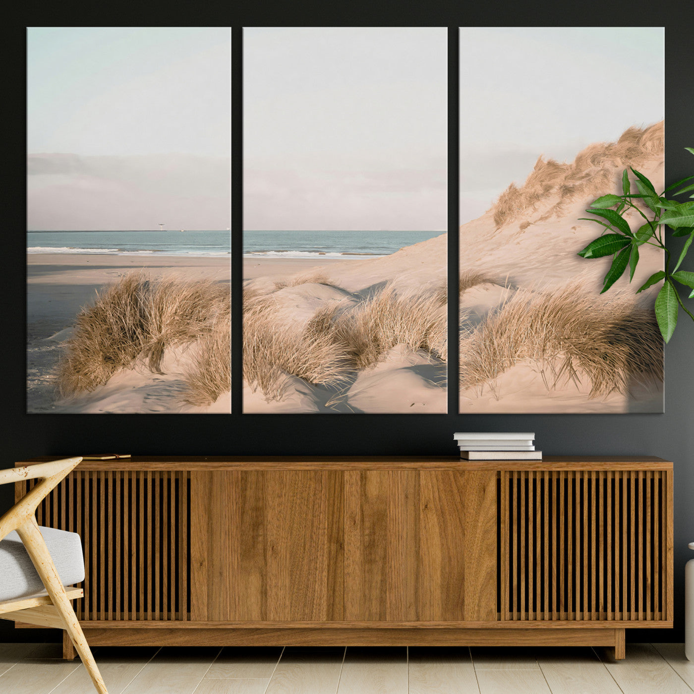 11554211-MGV-CV-36X24-Beach Landscape Wall Art Canvas Print: Minimalist Seascape Decor