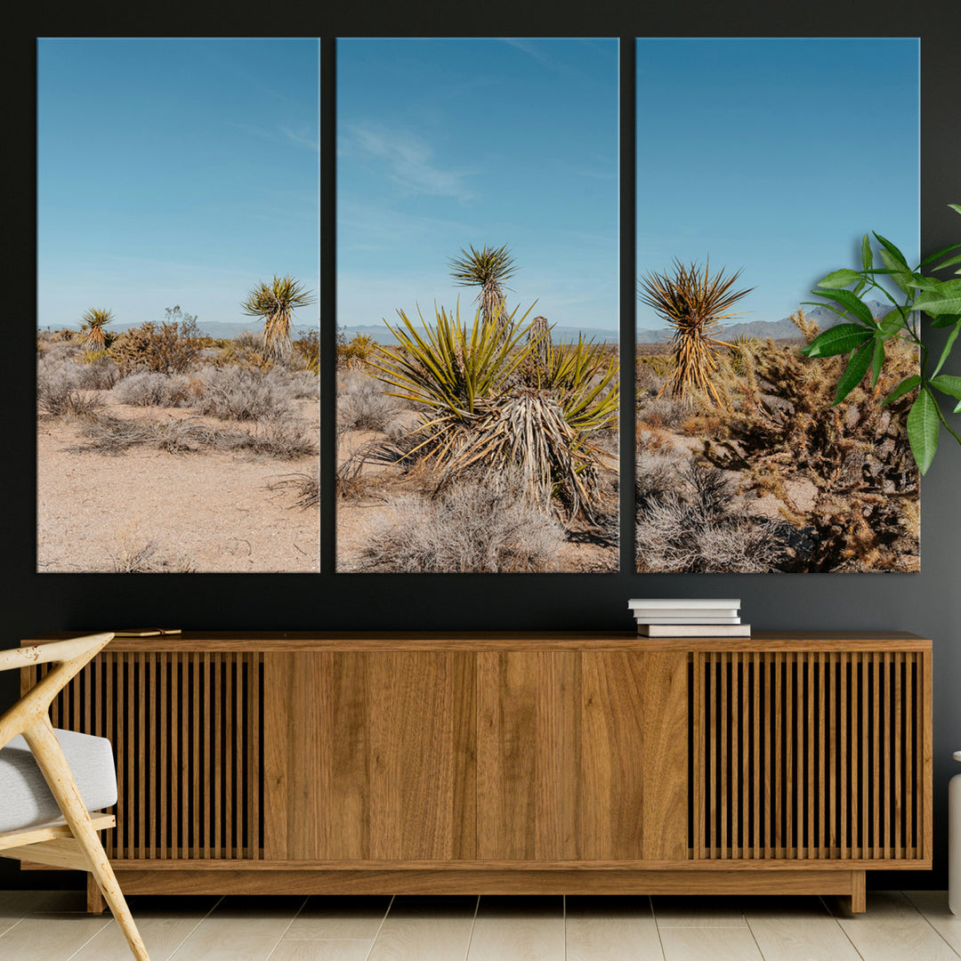 Joshua Tree Wall Art Canvas Print, Desert Landscape Print, Framed Warm Earth Tones Art Print, Large California Southwest Printing