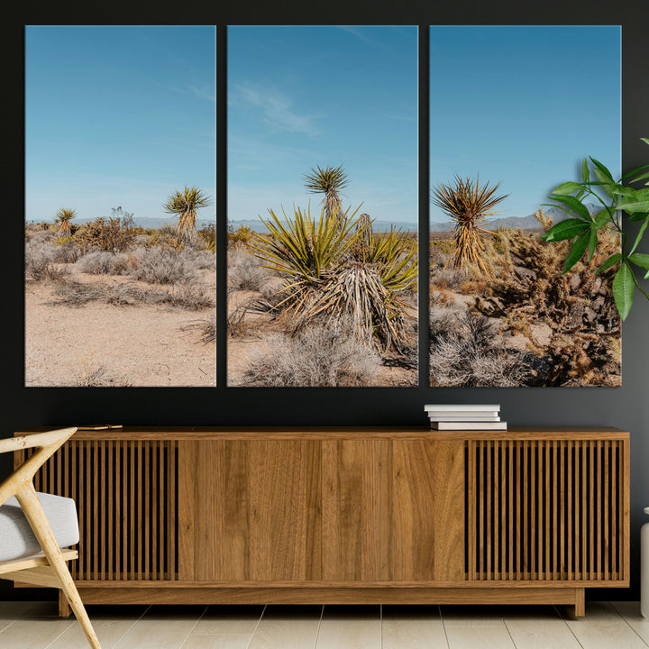 Joshua Tree Wall Art Canvas Print, Desert Landscape Print, Framed Warm Earth Tones Art Print, Large California Southwest Printing