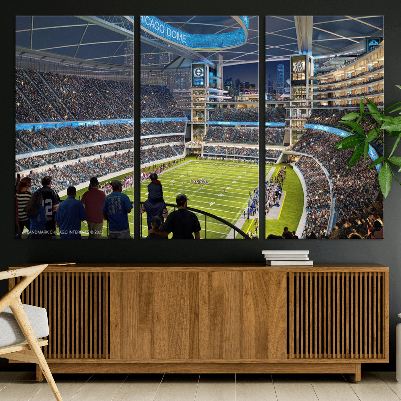 41816511-MGV-CV-36X24-Chicago Bears Soldiers Field Wall Art Canvas Print – Framed Football Stadium Artwork for Sports Fans, Soldier Field Skyline Canvas Decor for Game Room or Man Cave