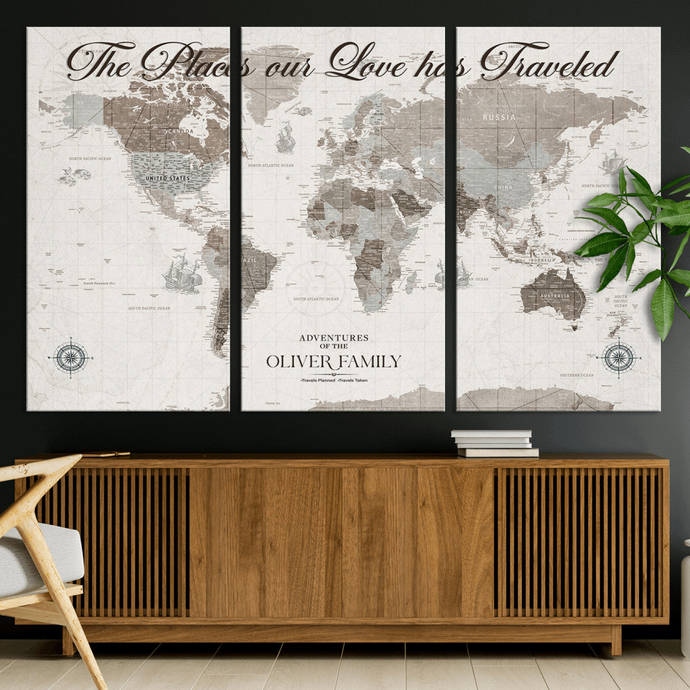 88245481-MGV-CV-36X24-Custom Push Pin World Map Wall Canvas Print – Personalized Travel Tracker with Pins – Framed Large Multi-Size Canvas for Home Office Decor