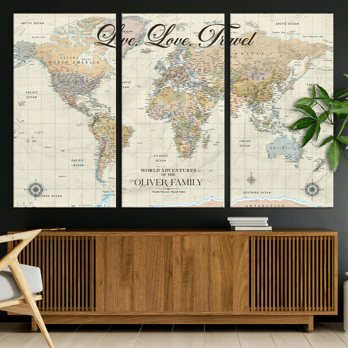 49563244-MGV-CV-36X24-Custom Push Pin World Map Wall Canvas Print – Personalized Travel Tracker with Pins – Framed Large Multi-Size Canvas for Home Office Decor