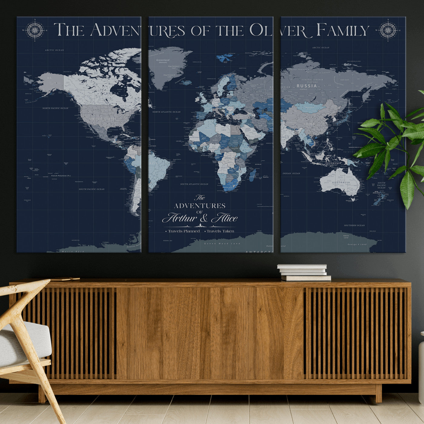 11352707-MGV-CV-36X24-Custom Push Pin World Map Wall Canvas Print – Personalized Travel Tracker with Pins – Framed Large Multi-Size Canvas for Home Office Decor