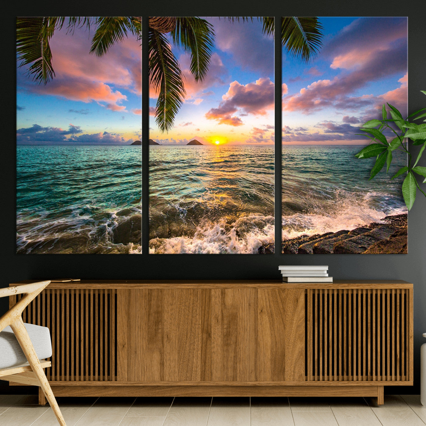 85985-MGV-CV-36X24-Framed Tropical Sunset Art Canvas Print
