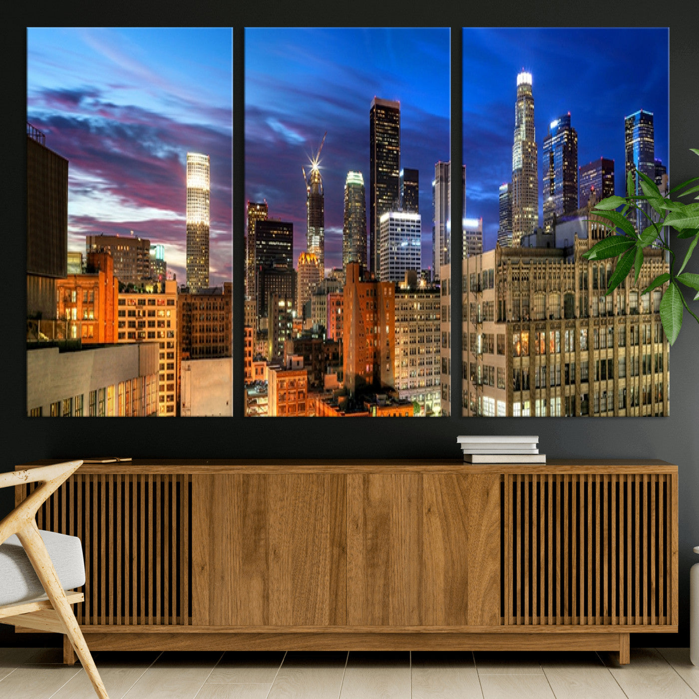 39051-MGV-CV-36X24-Los Angeles Night Wall Art Canvas Print