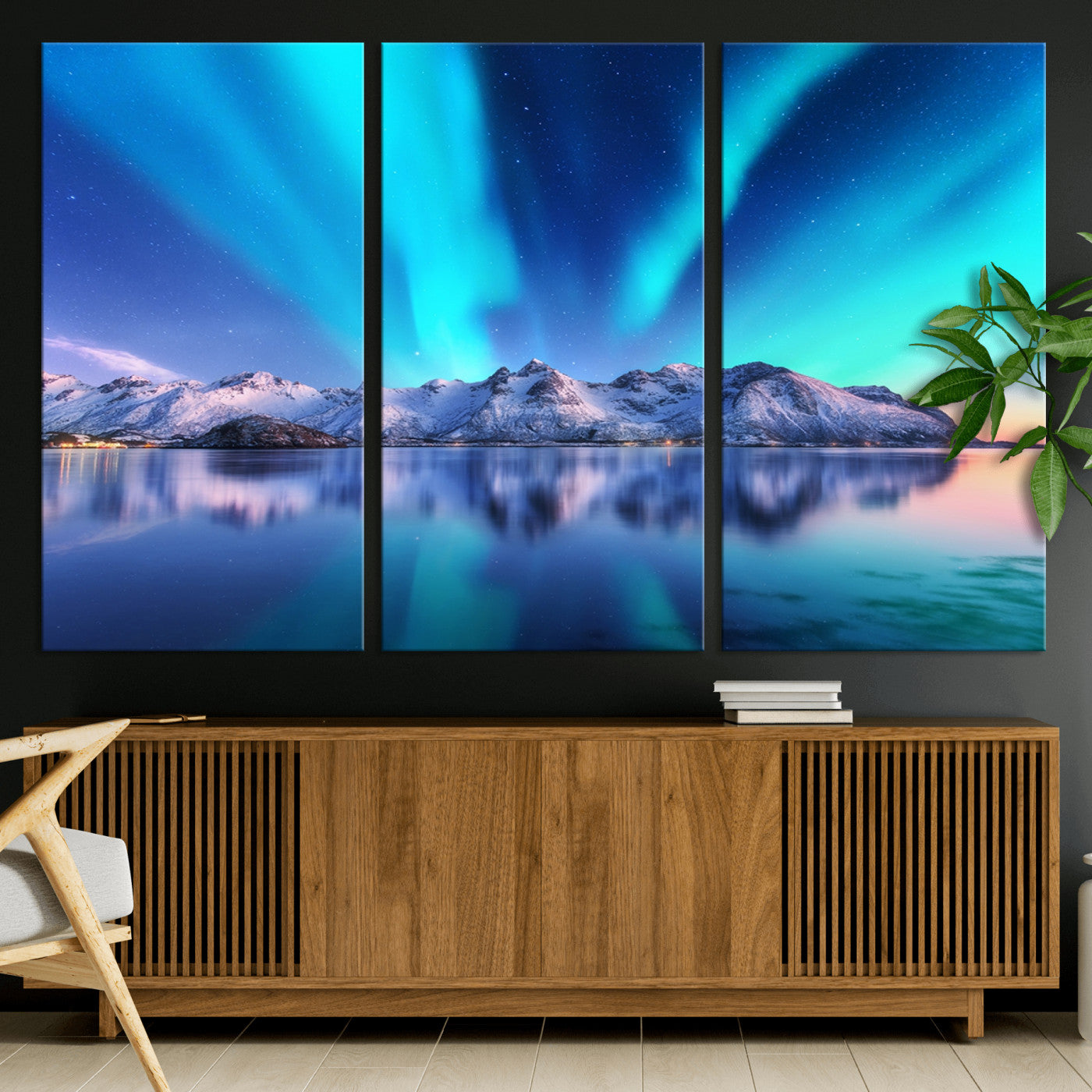 49902-MGV-CV-36X24-Northern Lights above Mountain Wall Art, Northern Lights Wall Art Canvas Print