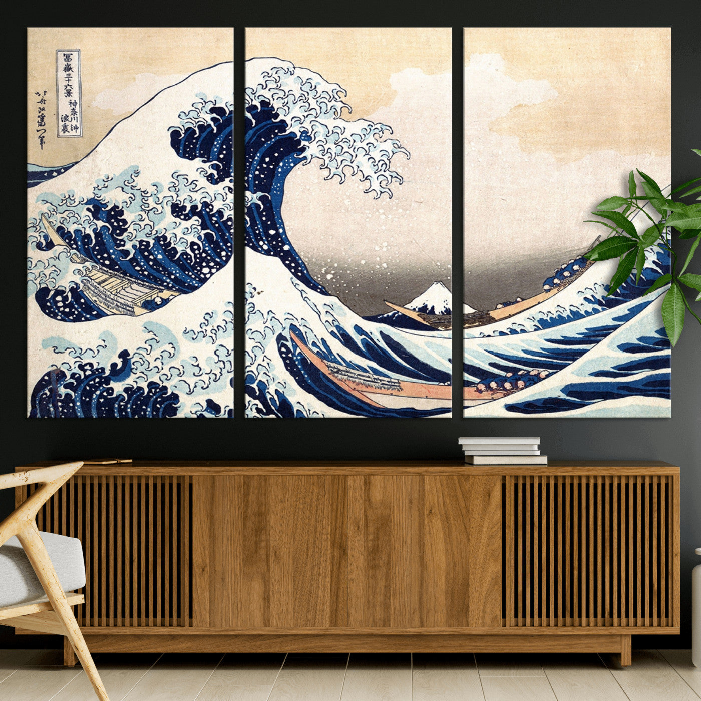 35635-MGV-CV-36X24-Wall Art Kanagawa Canvas Artwork Abstract Print