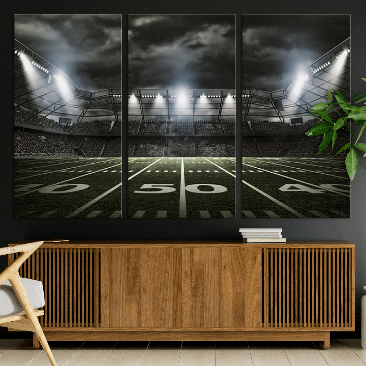 90107-MGV-CV-36X24-American Football Stadium Wall Art Canvas Print, Stadium Sport Wall Art Print