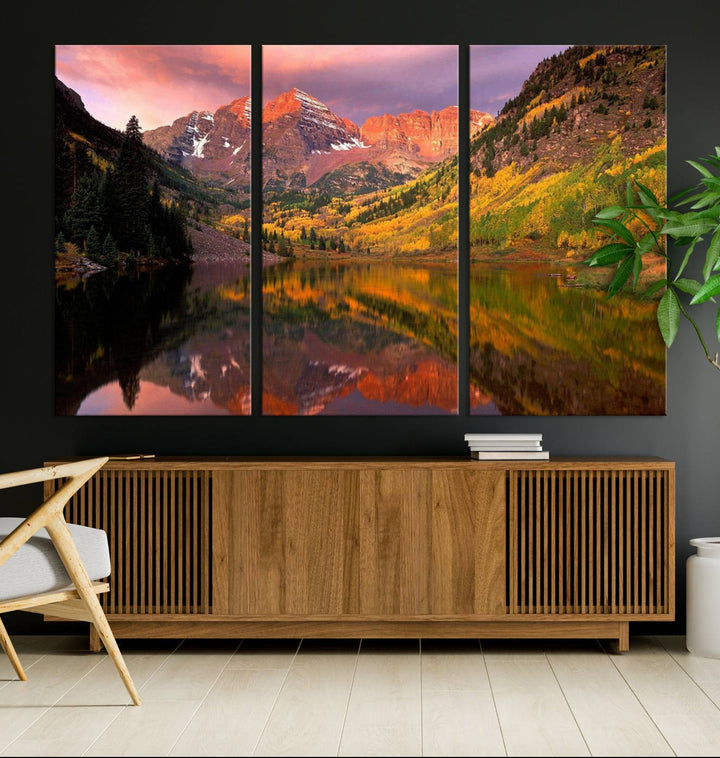 Colorado Rockies Mountain Sunset Wall Art | Ready to Hang and Framed | Scenic Nature Landscape Canvas Print