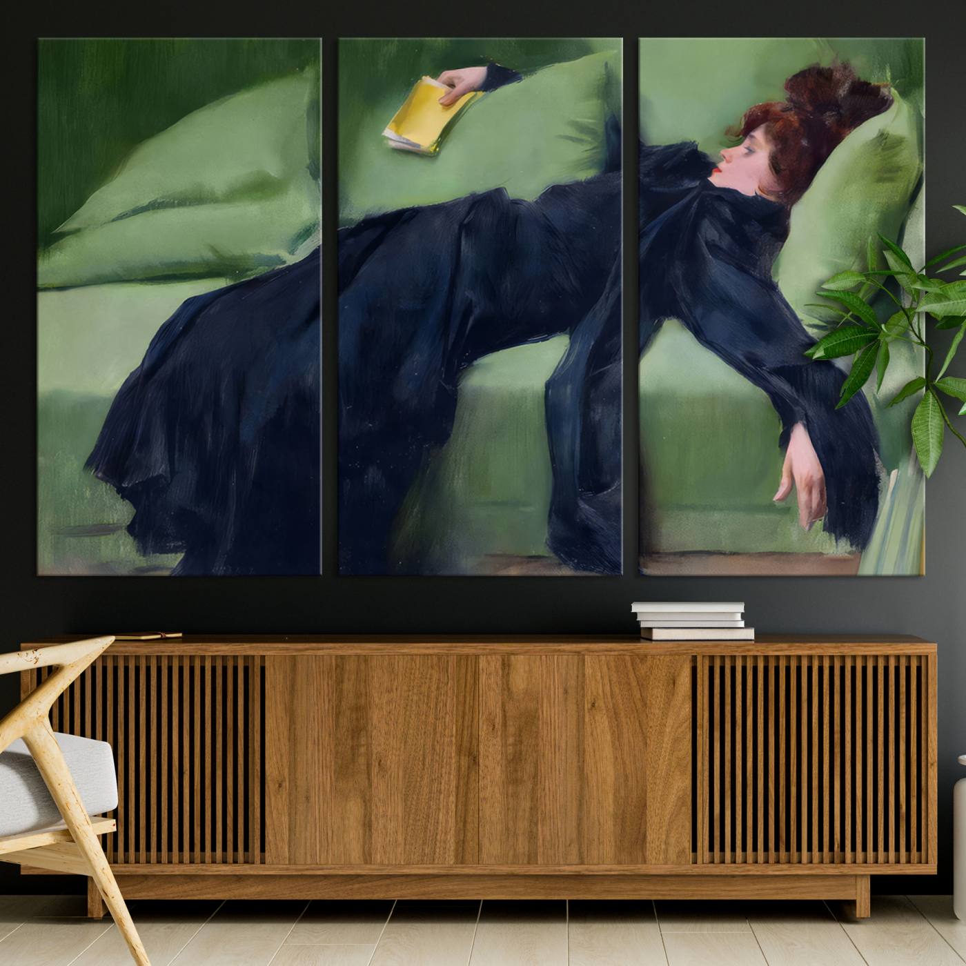 17725-MGV-CV-30X20-Decadent Girl by Ramon Casas Wall Art Canvas Print, Framed Decadent Girl Canvas Print