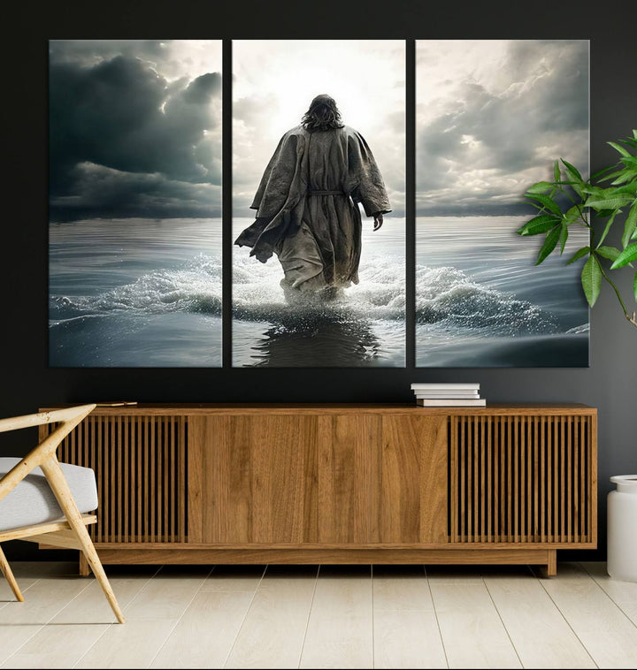 Jesus Walking on Water Wall Art | Canvas Print | Ready to Hang | Christian Home Decor | Spiritual Faith Wall Art | Inspirational Religious Wall Decor