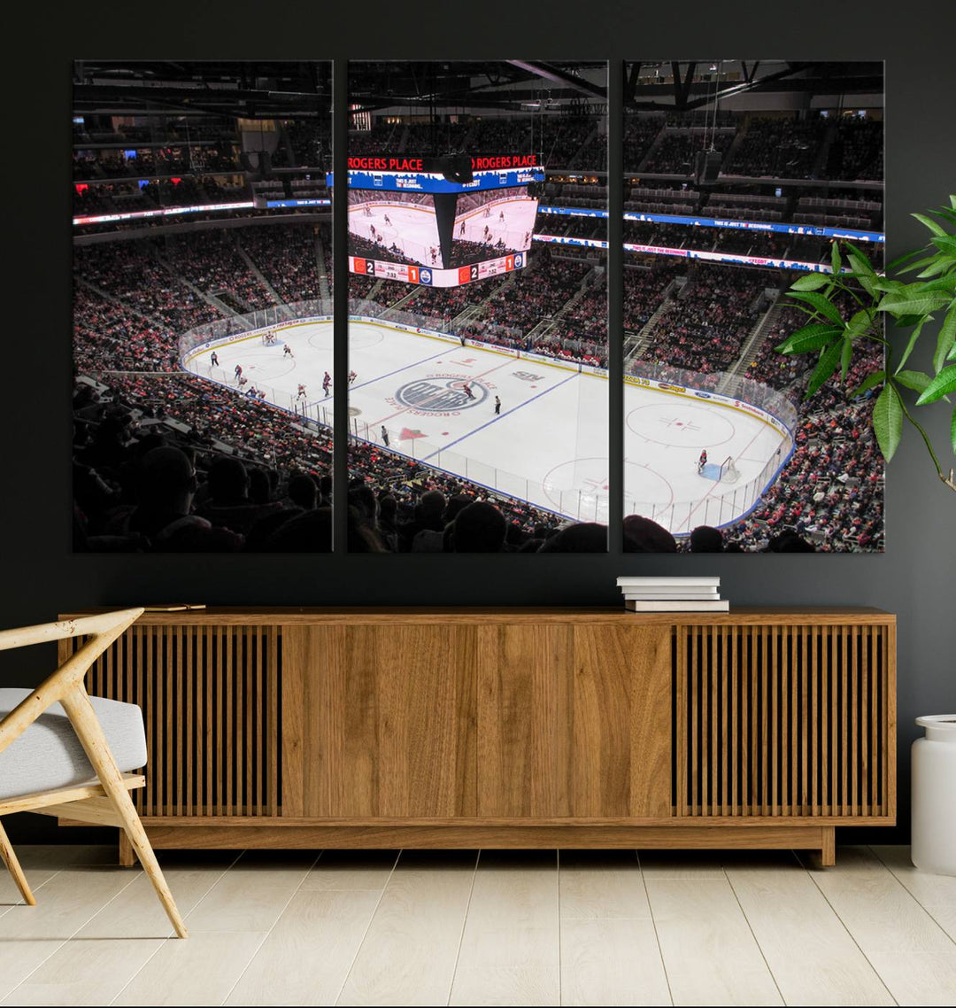 Rogers Place Edmonton Oilers Ice Hockey Stadium Wall Art Canvas Print