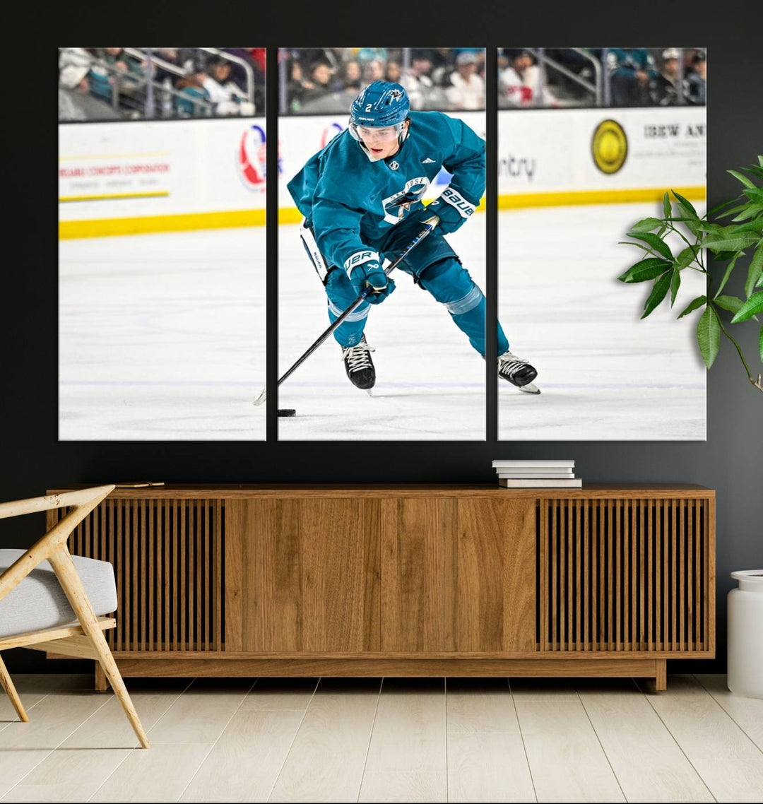 San Jose SharksIce Hockey Player Wall Art Canvas Print