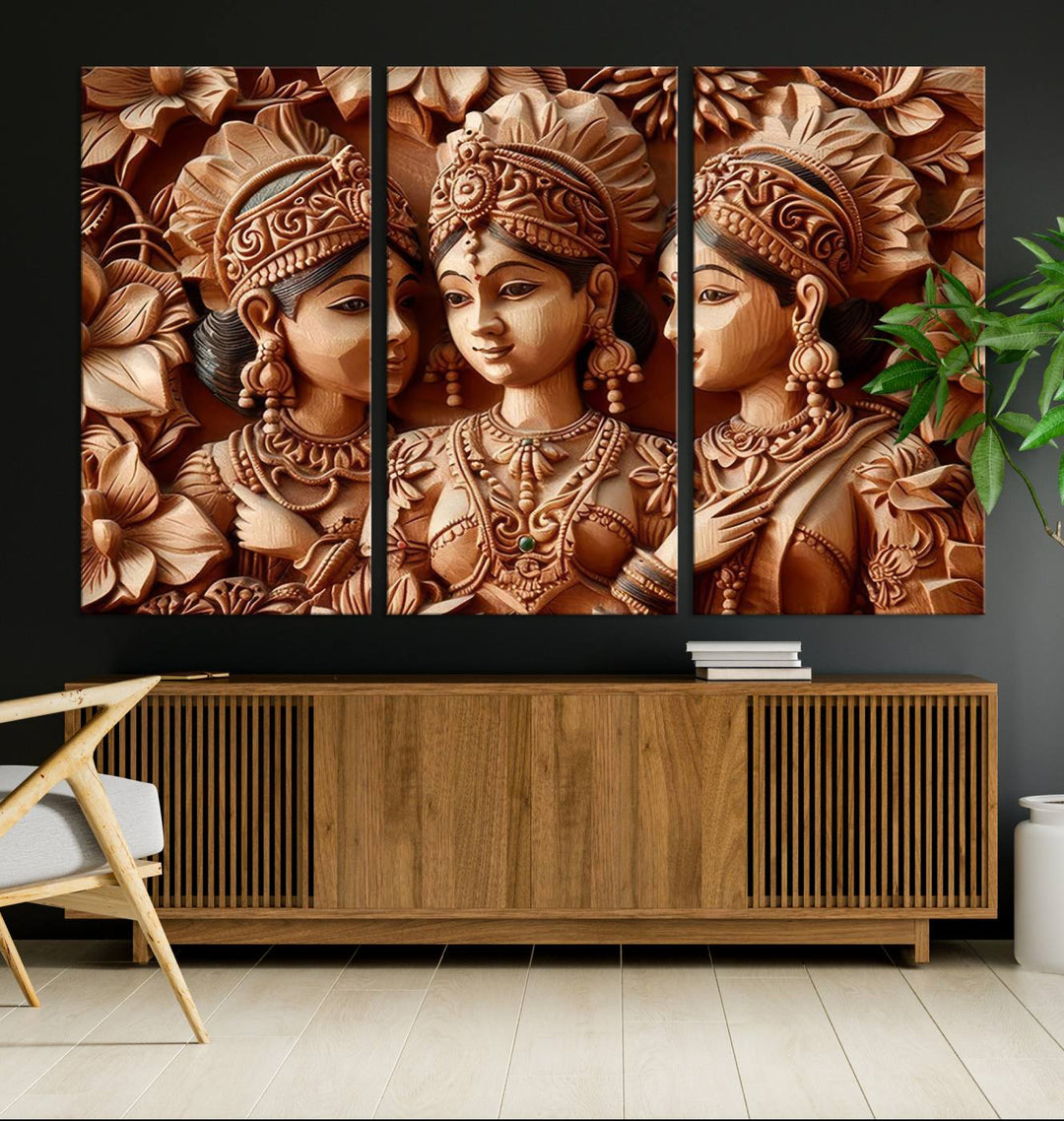 Indian Woman Statue Wall Art Canvas Print