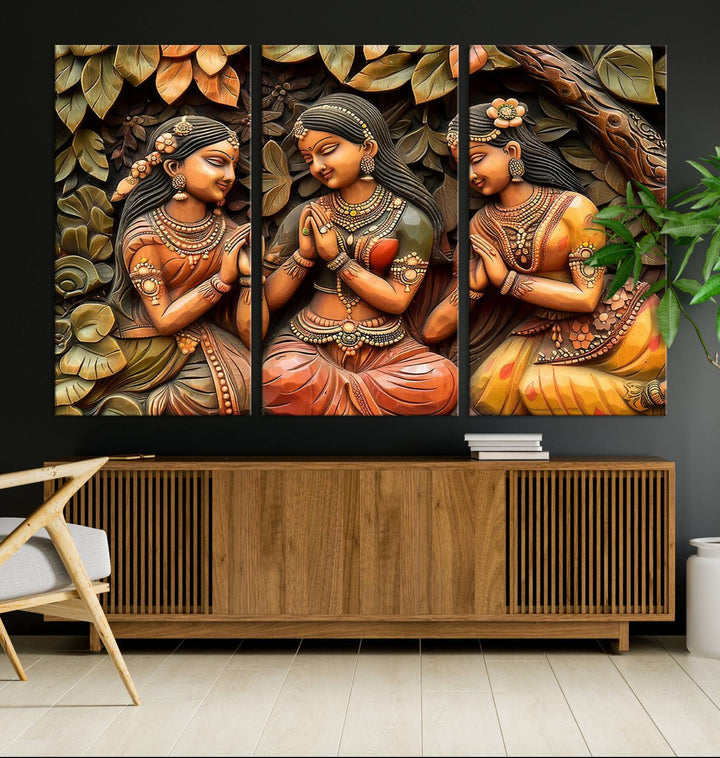 Indian Woman Statue Wall Art Canvas Print