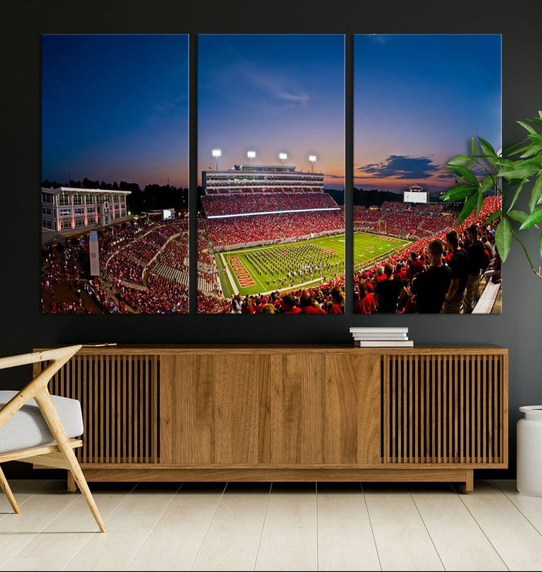 NC State Wolfpack Football Team Print - Raleigh Carter-Finley Stadium Wall Art Canvas Print