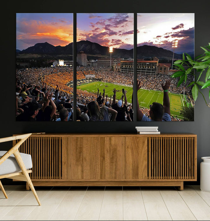 Colorado Buffaloes Football Team Print - Boulder Folsom Field Stadium Wall Art Canvas Print