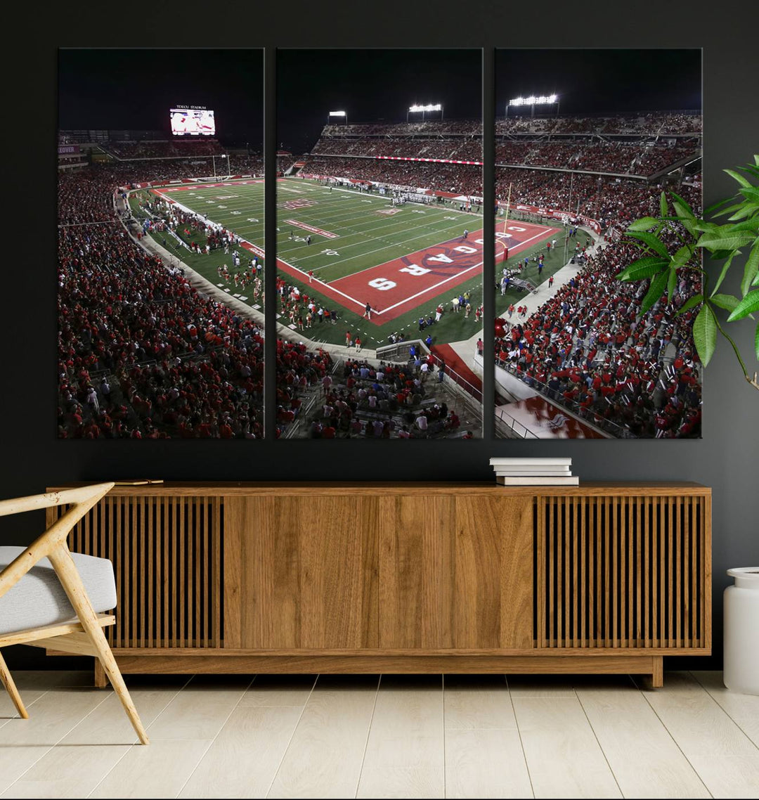 Houston Cougars Football Team Print - Houston TDECU Stadium Wall Art Canvas Print