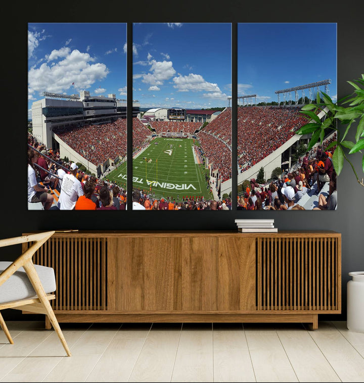 Virginia Tech Hokies Football Team Print - Blacksburg Lane Stadium Wall Art Canvas Print