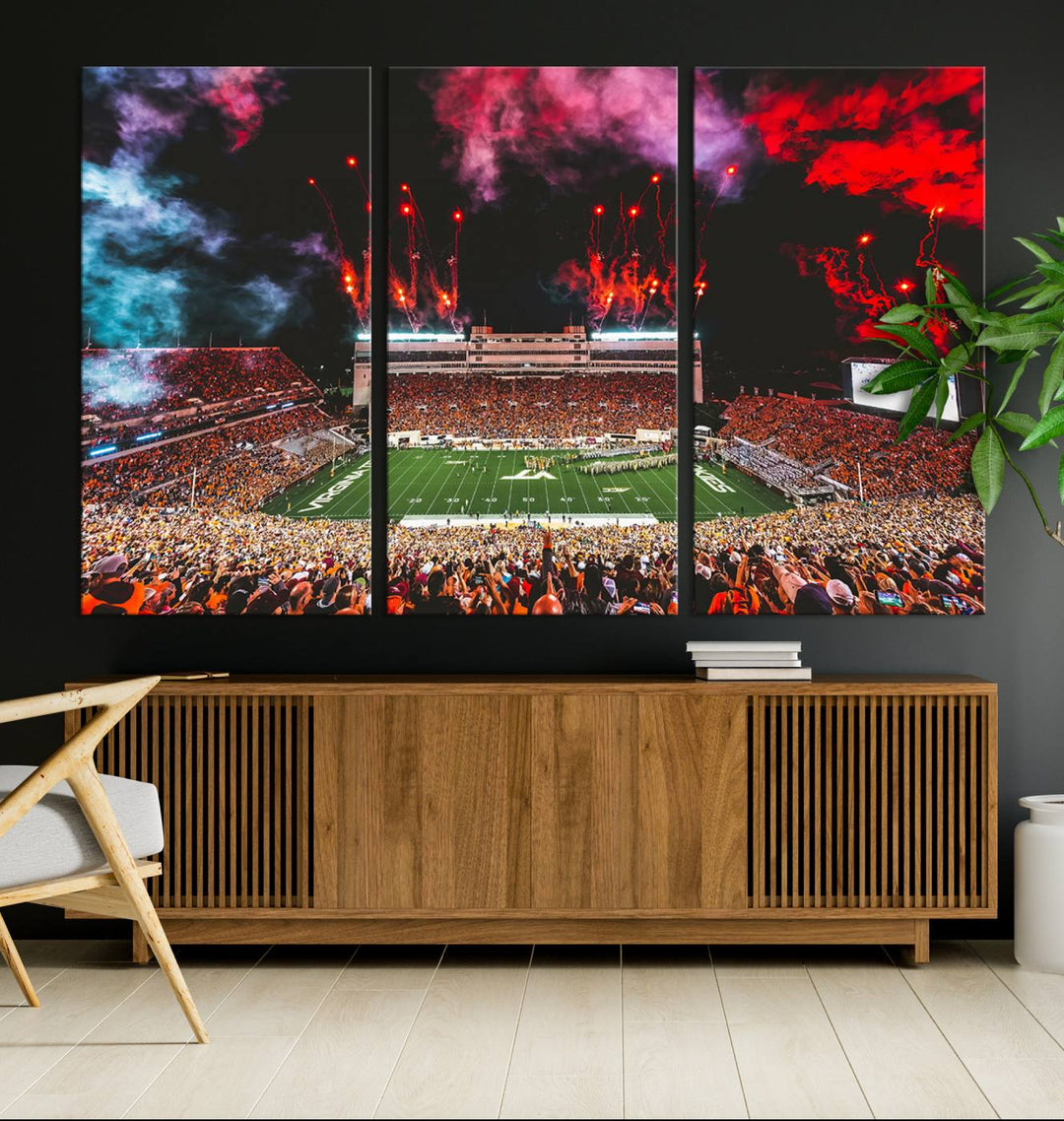 Virginia Tech Hokies Football Team Print - Blacksburg Lane Stadium Wall Art Canvas Print