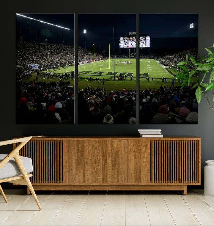 Purdue Boilermakers Football Team Print - West Lafayette Ross–Ade Stadium Wall Art Canvas Print