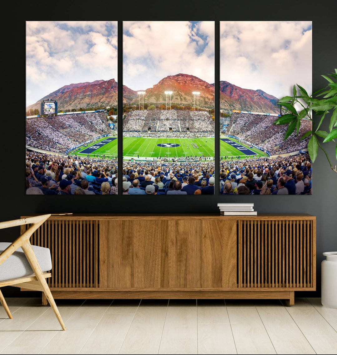 Brigham Young University Cougars Football Team Print - Provo LaVell Edwards Stadium Wall Art Canvas Print.