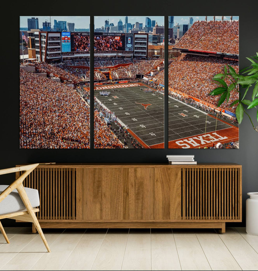 University of Texas Longhorns Football Team Print - Austin Darrell K Royal-Texas Memorial Stadium Wall Art Canvas Print