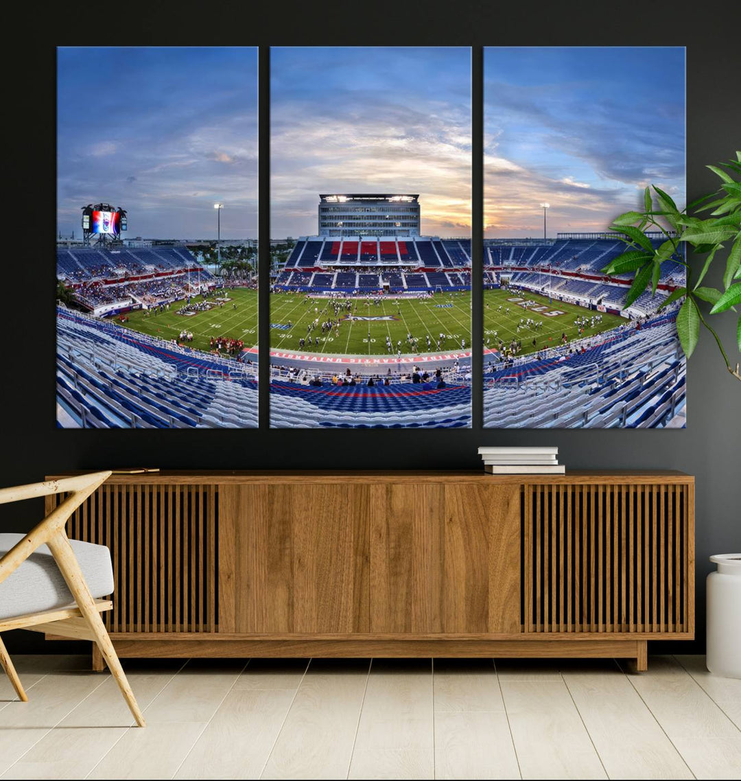 Florida Atlantic University Owls Football Team Print - Boca Raton FAU Stadium Wall Art Canvas Print