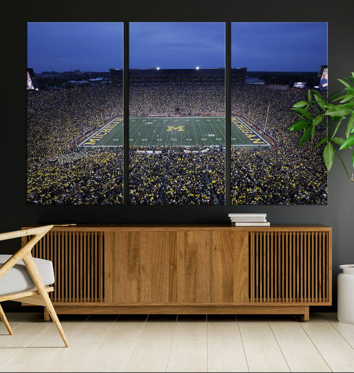 University of Michigan Wolverines Football Team Print - Ann Arbor Michigan Stadium Wall Art Canvas Print