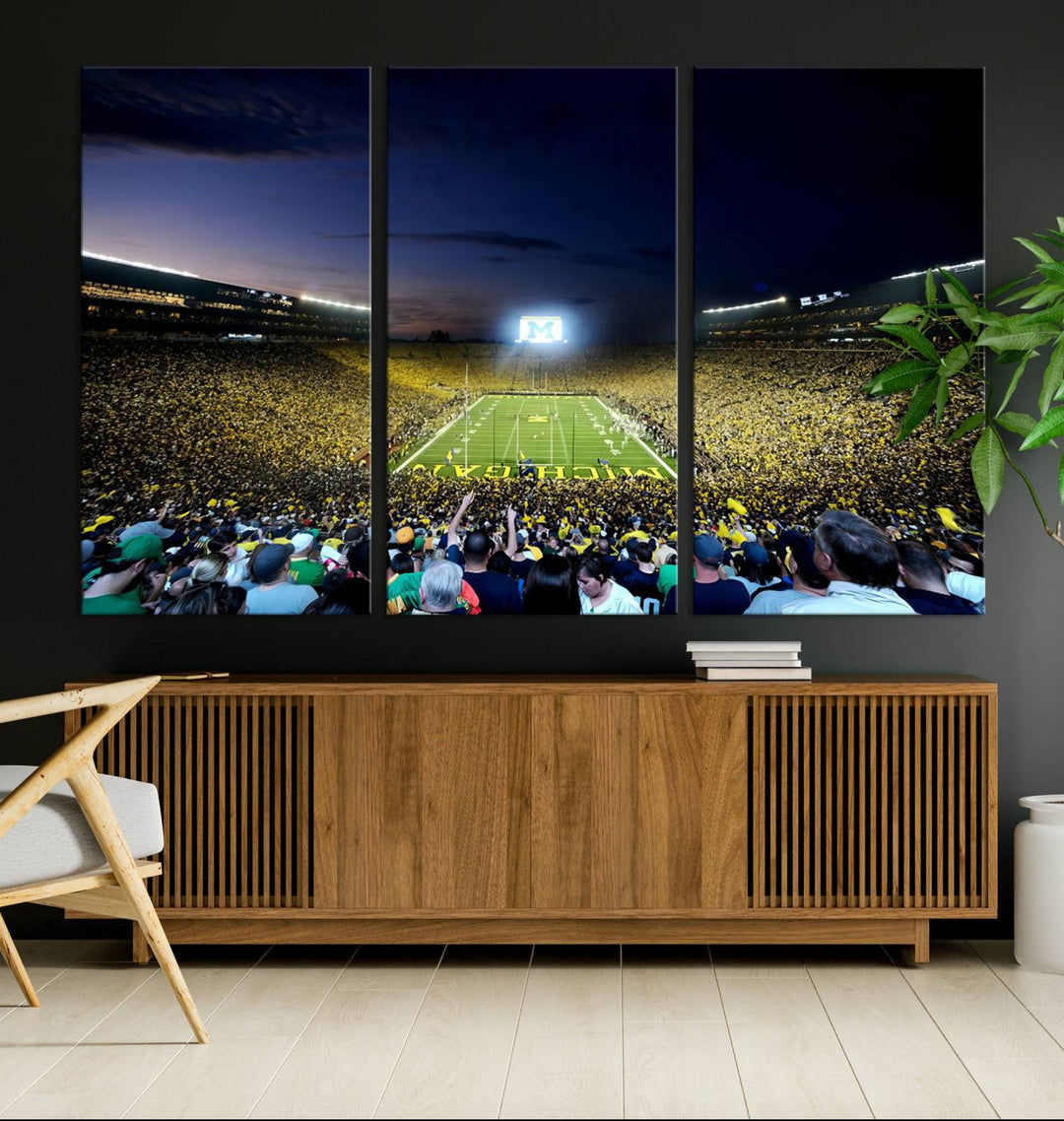 University of Michigan Wolverines Football Team Print - Ann Arbor Michigan Stadium Wall Art Canvas Print